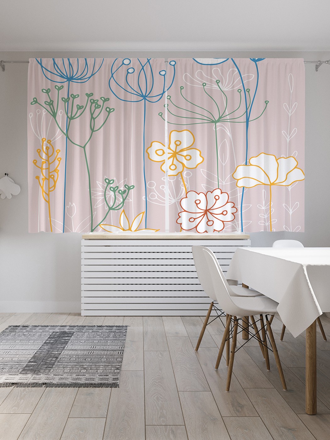 фото Шторы joyarty с фотопечатью "самобытные цветы на ножках" из сатена, 290х180 см