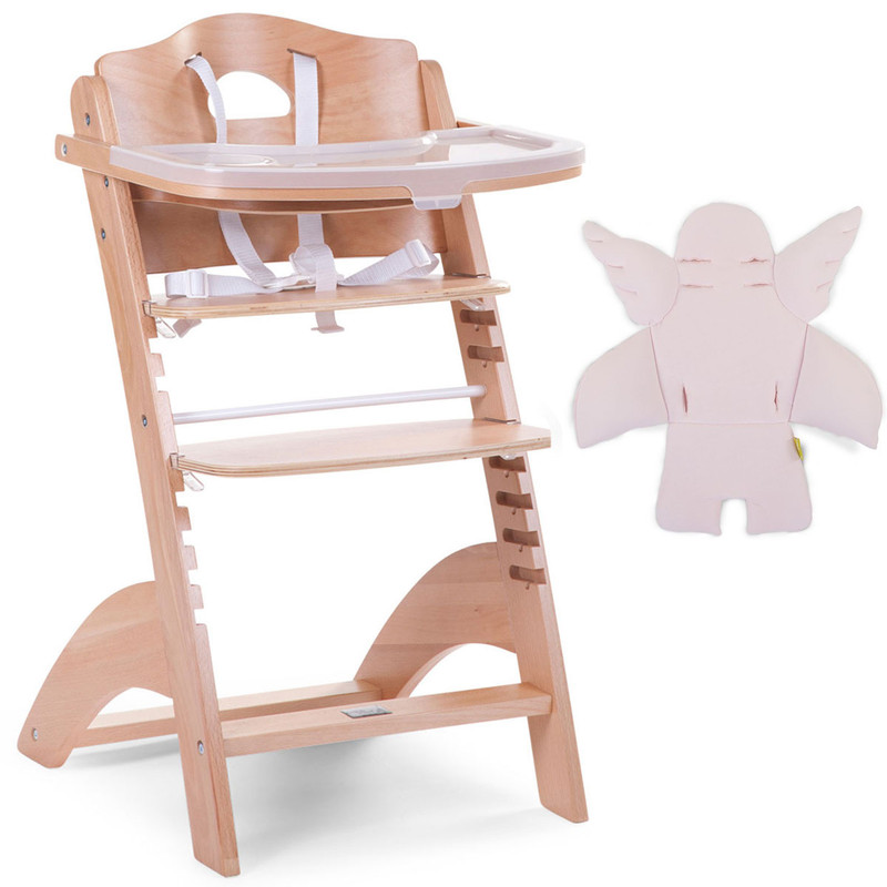 фото Стульчик для кормления растущий childhome lambda 2 натуральный с подушкой angel pink