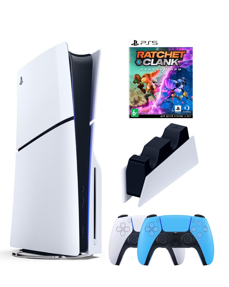 Игровая приставка Sony Playstation 5 Slim 1 Tb+2-ой геймпад(голубой)+ЗУ+Ratchet Clank
Игровая приставка Sony Playstation 5 Slim 1 Tb+2-ой геймпад(голубой)+ЗУ+Ratchet Clank
