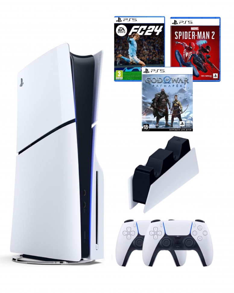 Игровая приставка Sony Playstation 5 Slim 1 Tb+2-ой геймпад(белый)+ЗУ+Gog of War+ЧП2+FC24
Игровая приставка Sony Playstation 5 Slim 1 Tb+2-ой геймпад(белый)+ЗУ+Gog of War+ЧП2+FC24