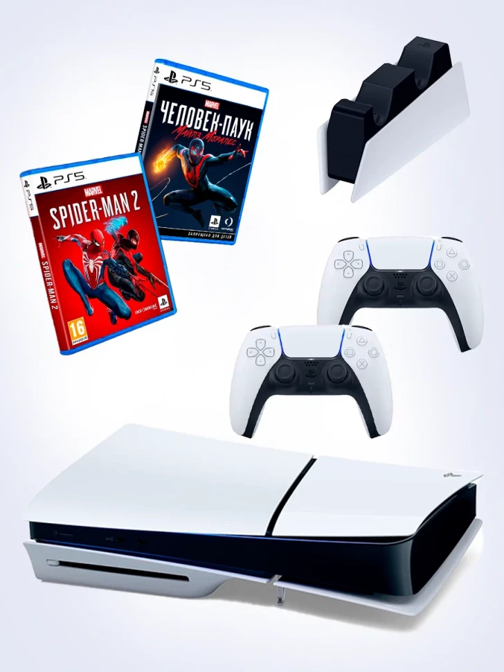 Игровая приставка Sony PlayStation 5 Slim disc + ЗУ + игра Spider-Man2 + Человек паук
Игровая приставка Sony PlayStation 5 Slim disc + ЗУ + игра Spider-Man2 + Человек паук