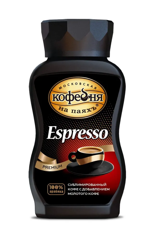 Кофе растворимый сублимированный Московская Кофейня на Паяхъ Espresso с молотым кофе, 95 г
Кофе растворимый сублимированный Московская Кофейня на Паяхъ Espresso с молотым кофе, 95 г