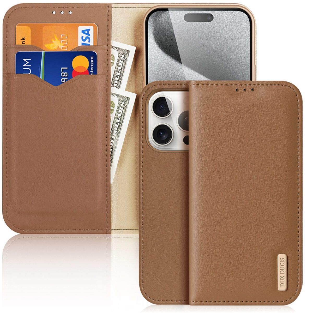 Чехол бумажник из натуральной кожи Dux Ducis для iPhone 15 Pro, Hivo series коричневый, DD 15 Pro
Чехол бумажник из натуральной кожи Dux Ducis для iPhone 15 Pro, Hivo series коричневый, DD 15 Pro