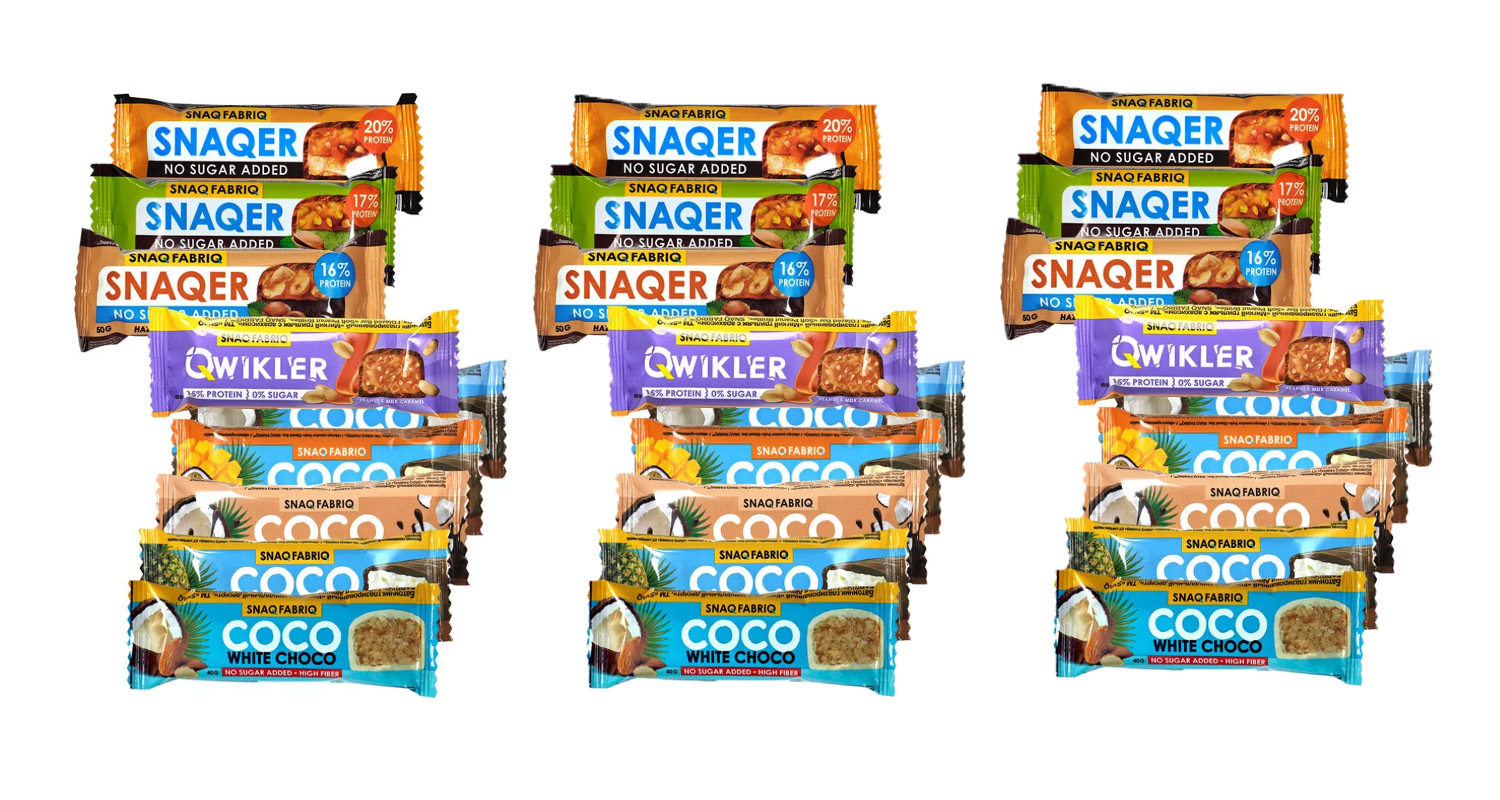 Протеиновые батончики Snaq Fabriq Snaqer, Qwikler, Coco ассорти вкусов, 27 шт, Ассорти батончиков 27шт (Snaqer, Qwikler, Coco)
Протеиновые батончики Snaq Fabriq Snaqer, Qwikler, Coco ассорти вкусов, 27 шт, Ассорти батончиков 27шт (Snaqer, Qwikler, Coco)