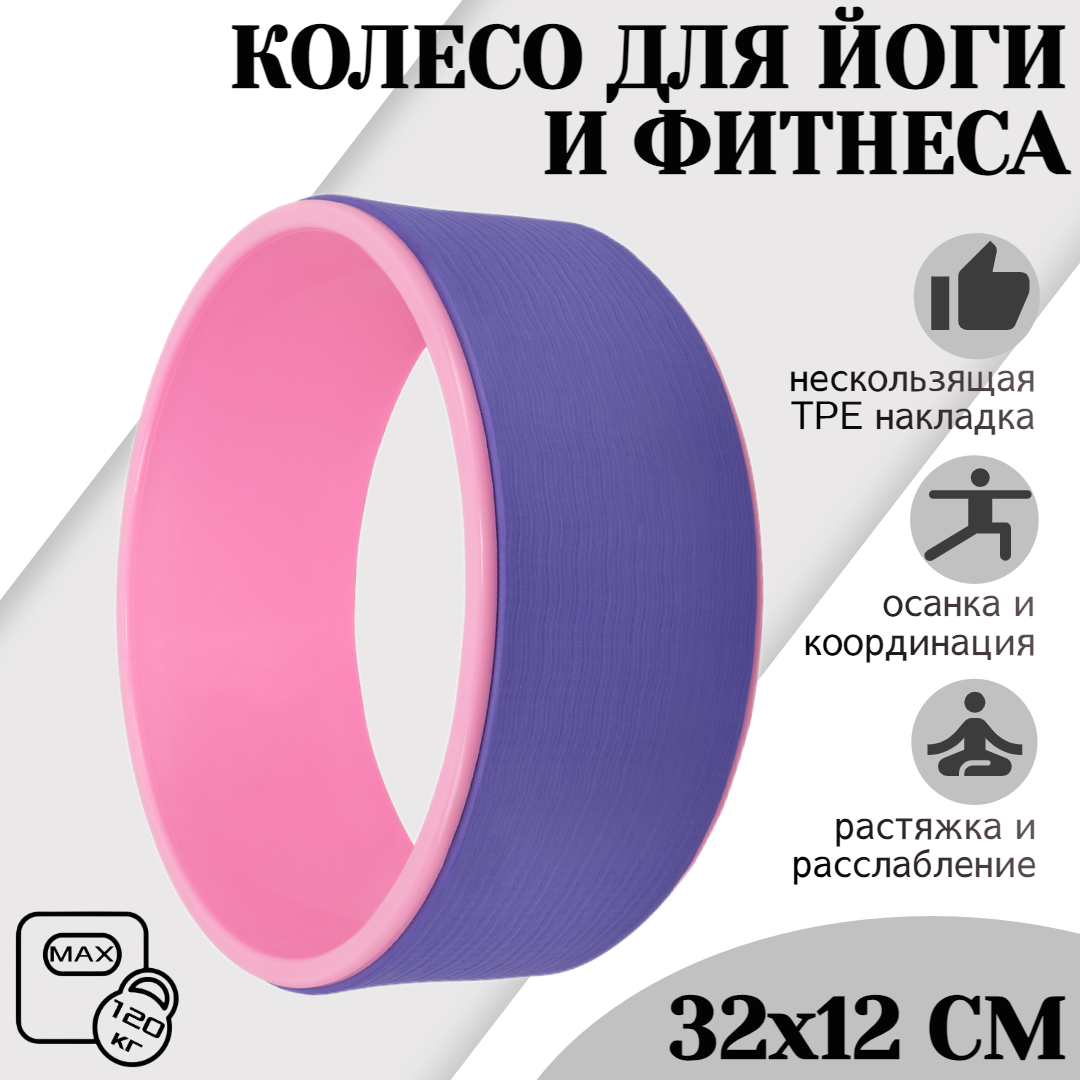 Колесо для йоги, фитнеса и пилатес STRONG BODY, 32 см х 12 см, фиолетово-розовое, Розовый;фиолетовый, 1320 
Колесо для йоги, фитнеса и пилатес STRONG BODY, 32 см х 12 см, фиолетово-розовое, Розовый;фиолетовый, 1320