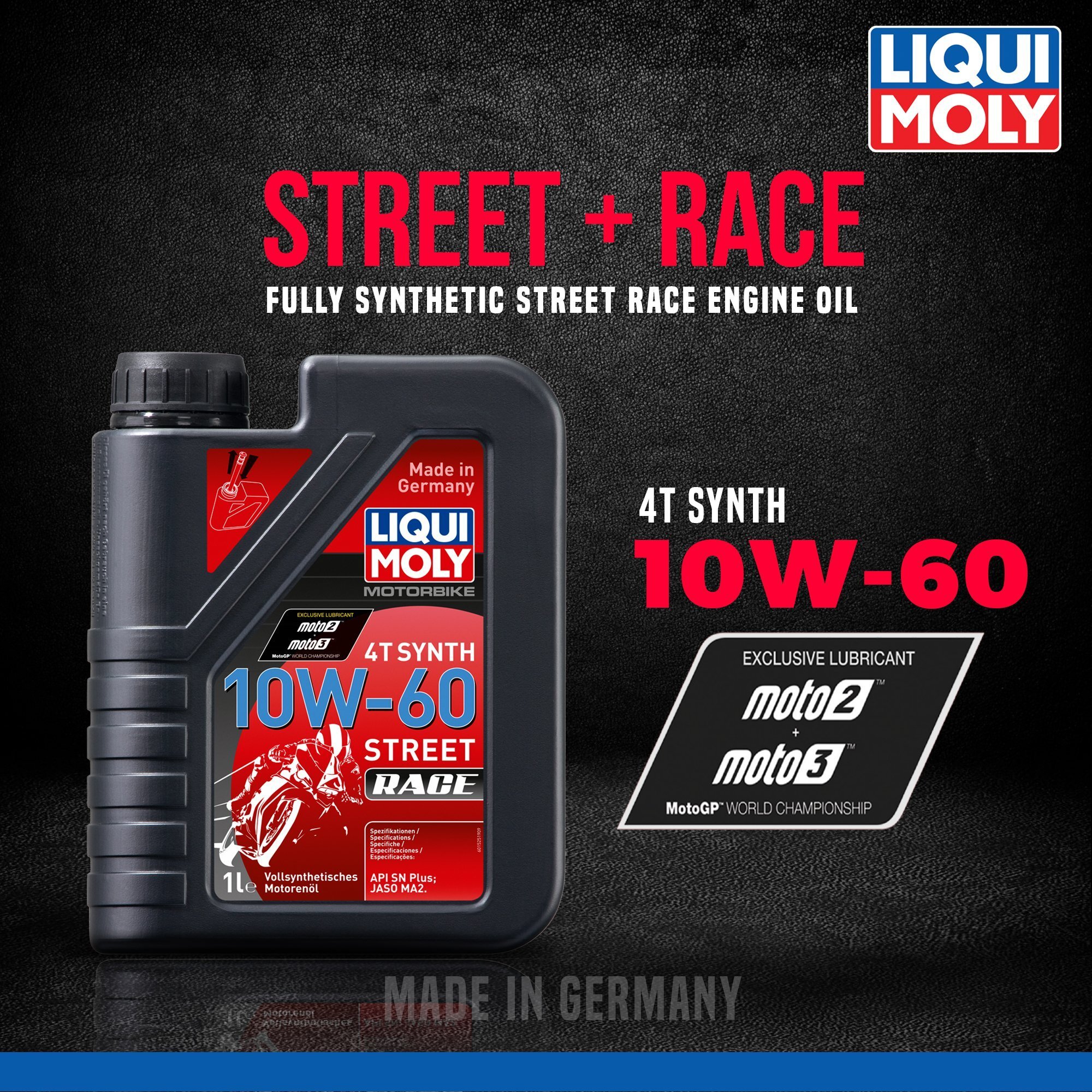 Моторное масло LIQUI MOLY Motorbike 4T Synth Street Race 10w-60 1л, Motorbike 4T Synth Street Race
Моторное масло LIQUI MOLY Motorbike 4T Synth Street Race 10w-60 1л, Motorbike 4T Synth Street Race