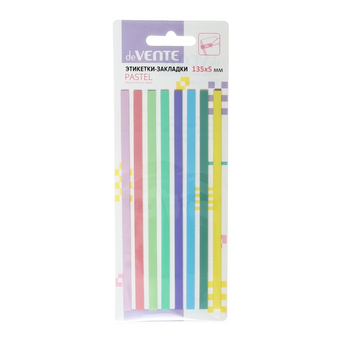 Закладки с клеевым краем deVENTE Pastel, 5х135 мм, 8 цветов по 20 л, пластиковые, блистер
Закладки с клеевым краем deVENTE Pastel, 5х135 мм, 8 цветов по 20 л, пластиковые, блистер
