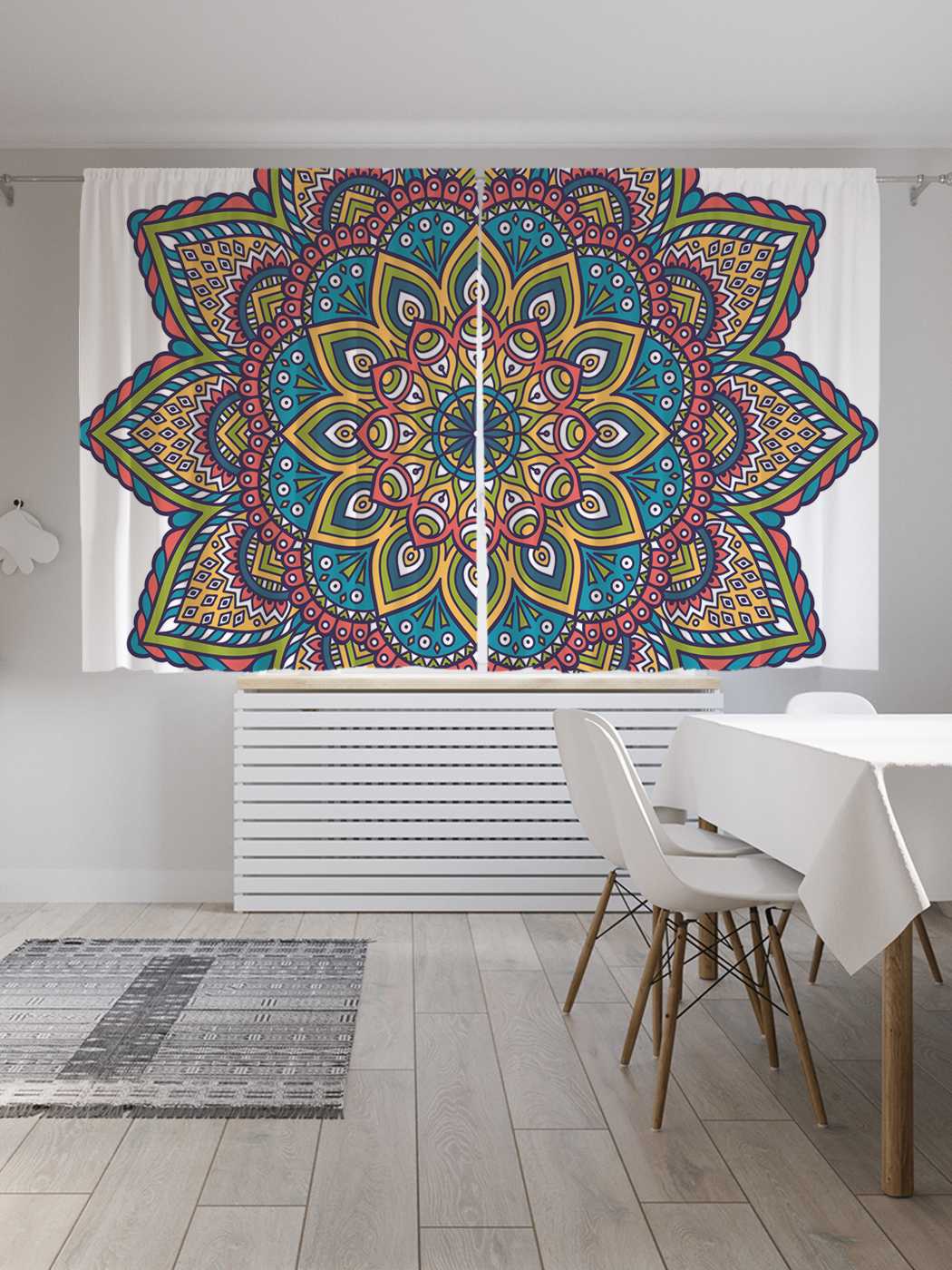 фото Шторы с фотопечатью joyarty "разноцветные узоры" из сатена, 290х180 см