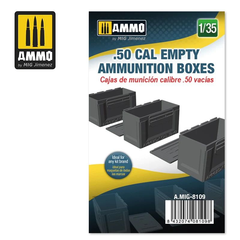 AMIG8109 Ammo Mig Пустые короба с аммуницией 50 калибра 1/35 .50 CAL EMPTY AMMUNITION BOXE
AMIG8109 Ammo Mig Пустые короба с аммуницией 50 калибра 1/35 .50 CAL EMPTY AMMUNITION BOXE
