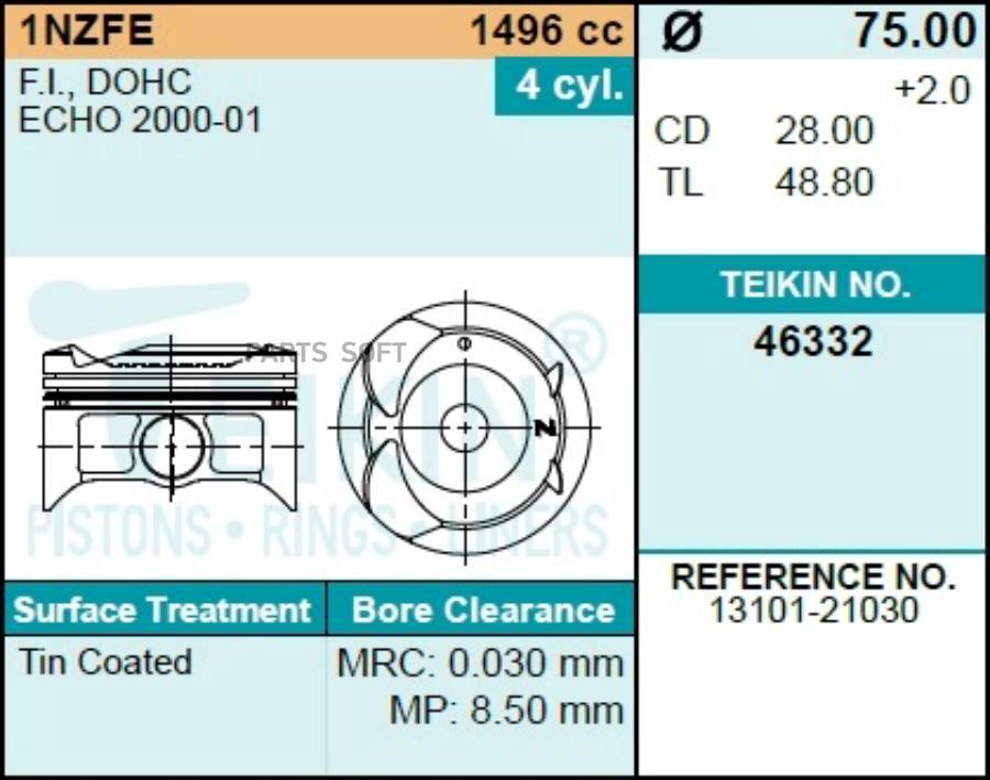 Поршни (К-Т 4 Шт) Toyota Corolla Runx/Allex/Corolla/Fielder/Vitz 1nz-Fe 00-07 TEIKIN арт.
Поршни (К-Т 4 Шт) Toyota Corolla Runx/Allex/Corolla/Fielder/Vitz 1nz-Fe 00-07 TEIKIN арт.