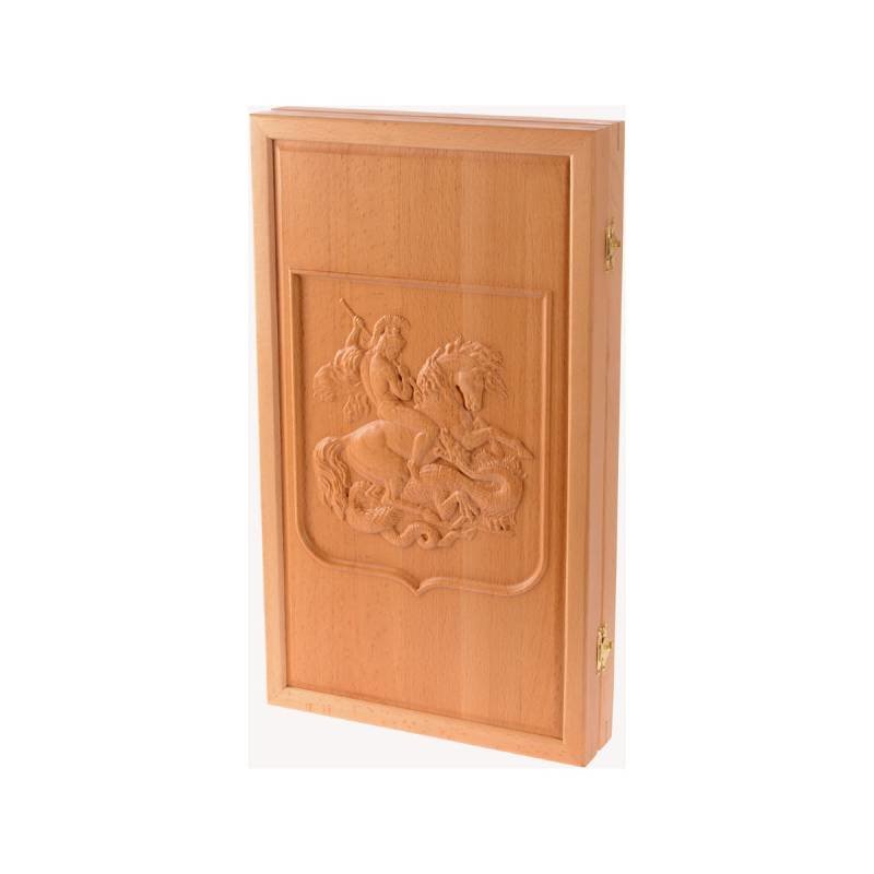Нарды "Георгий Победоносец" с шашками из массива бука (50 x 29 x 6 см, объемный рисунок)
Нарды "Георгий Победоносец" с шашками из массива бука (50 x 29 x 6 см, объемный рисунок)