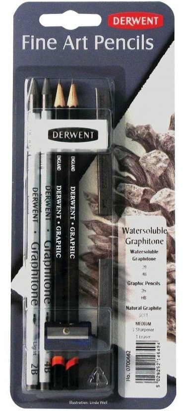 фото Набор графических материалов watersoluble graphitone 8 предметов в блистере derwent
