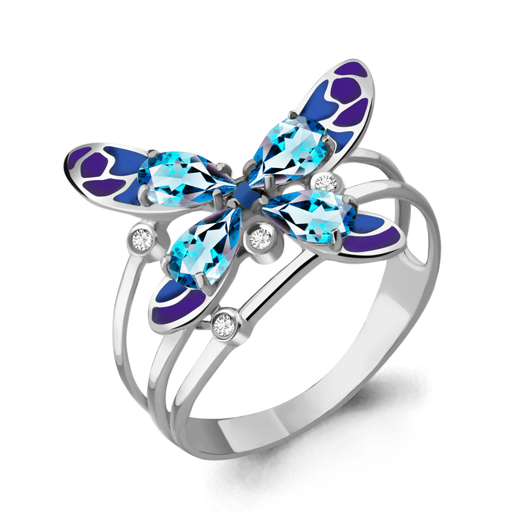 Кольцо из серебра с топазом/фианитом/эмалью р., Aquamarine 6566305, 6566305_925_р
Кольцо из серебра с топазом/фианитом/эмалью р., Aquamarine 6566305, 6566305_925_р