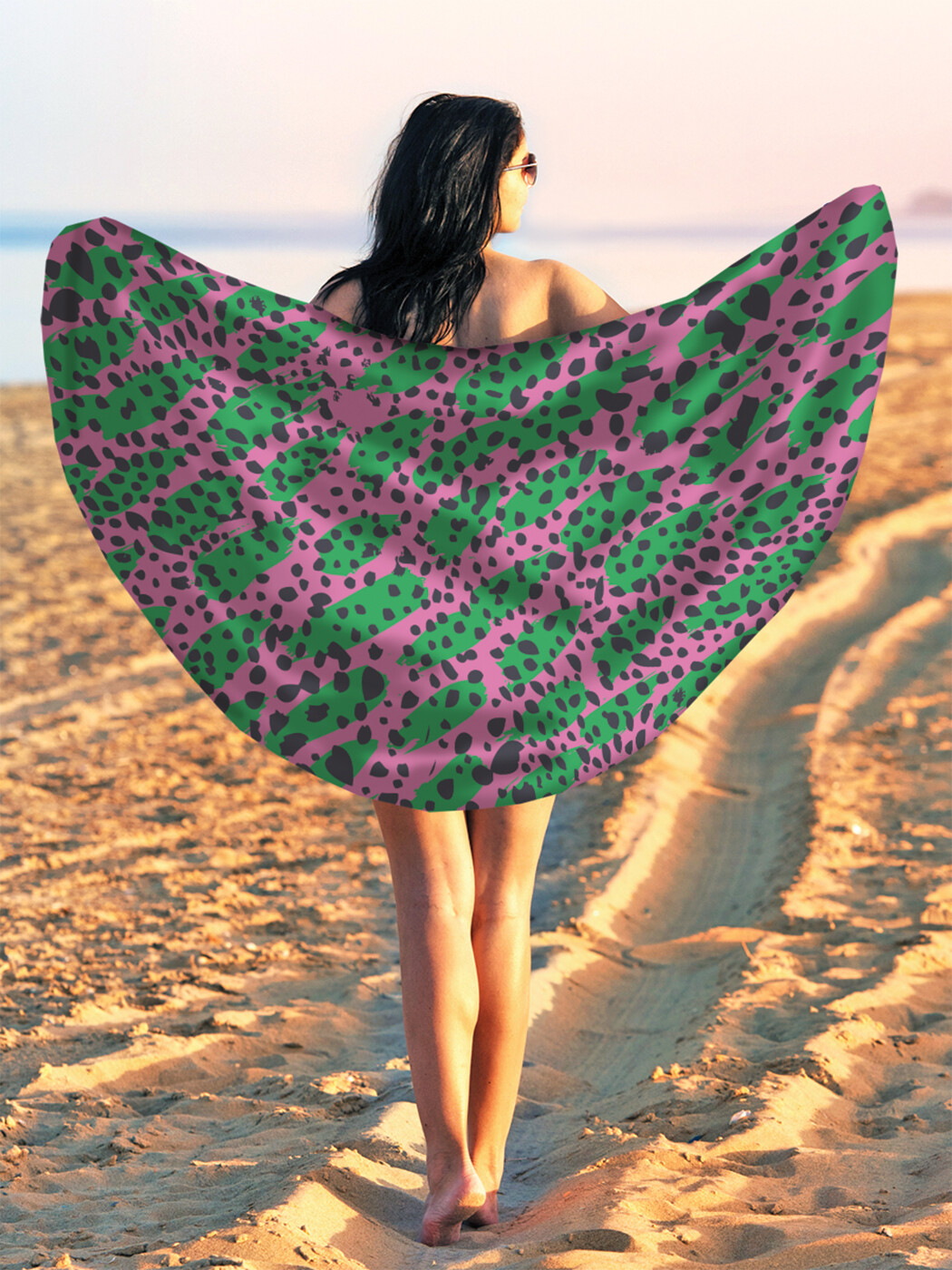 фото Парео и пляжный коврик joyarty "леопардовые мазки", трикотаж 150 см