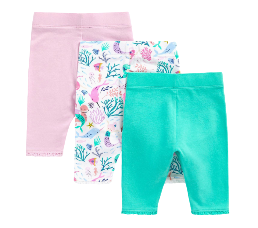 Леггинсы детские Mothercare Leggings (3 pcs), белый, бирюзовый, розовый, 104, Leggings (3 pcs)