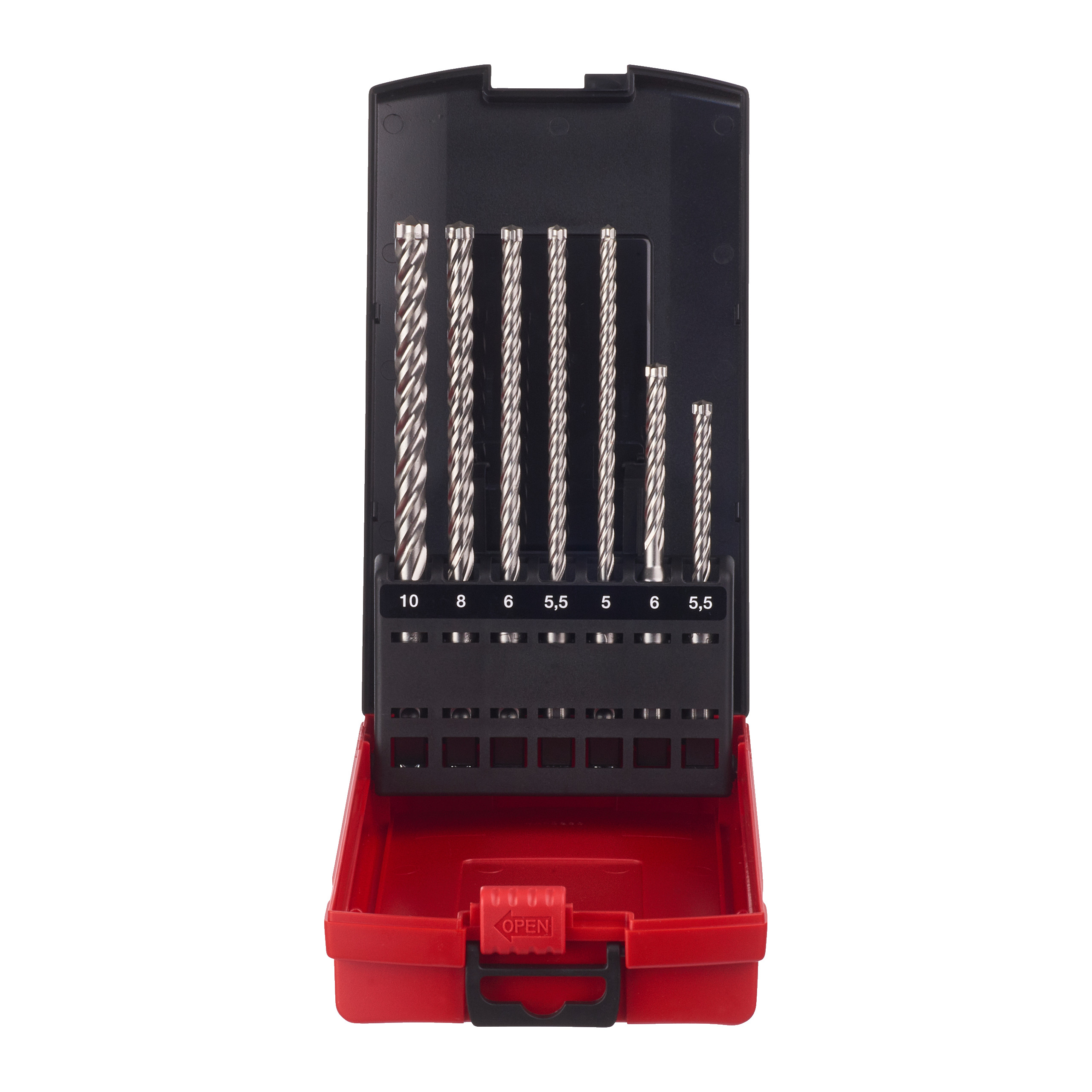 Набор буров MX4 SDS+ (5.5 / 6 x 115 мм, 5 / 5.5 / 6 / 8 / 10 x 165 мм) (1 шт), SDS+ MX4 7pc Set NG EMEA II in PDQ
Набор буров MX4 SDS+ (5.5 / 6 x 115 мм, 5 / 5.5 / 6 / 8 / 10 x 165 мм) (1 шт), SDS+ MX4 7pc Set NG EMEA II in PDQ