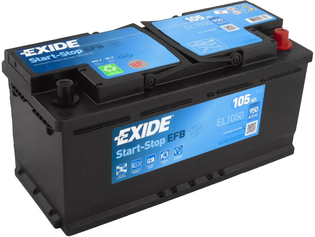 Аккумулятор EXIDE Start&Stop EFB 12V 105AH 950A ETN 0(R+) B13 392x175x190мм EXIDE EL1050
Аккумулятор EXIDE Start&Stop EFB 12V 105AH 950A ETN 0(R+) B13 392x175x190мм EXIDE EL1050