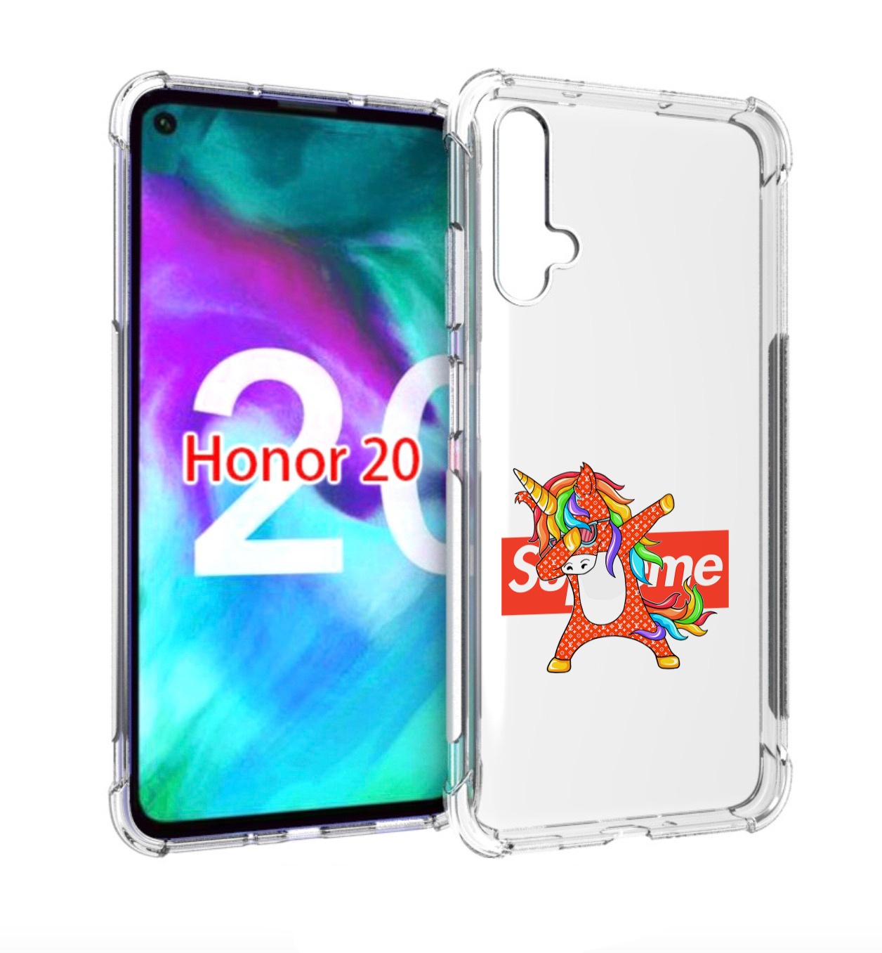 Чехол бампер MyPads Единорог-суприм для Honor 20, Прозрачный, Tocco