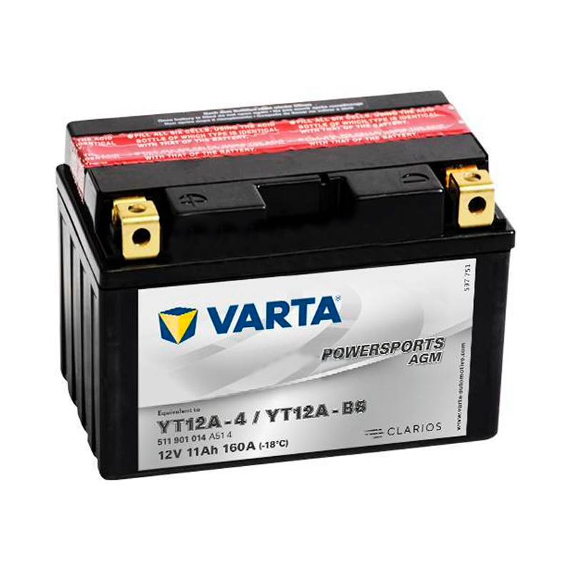 VARTA 511901016 аккумуляторная батарея рус 11Ah 160A 150/88/105 T12A-BS POWERSPORTS AGM mo
VARTA 511901016 аккумуляторная батарея рус 11Ah 160A 150/88/105 T12A-BS POWERSPORTS AGM mo