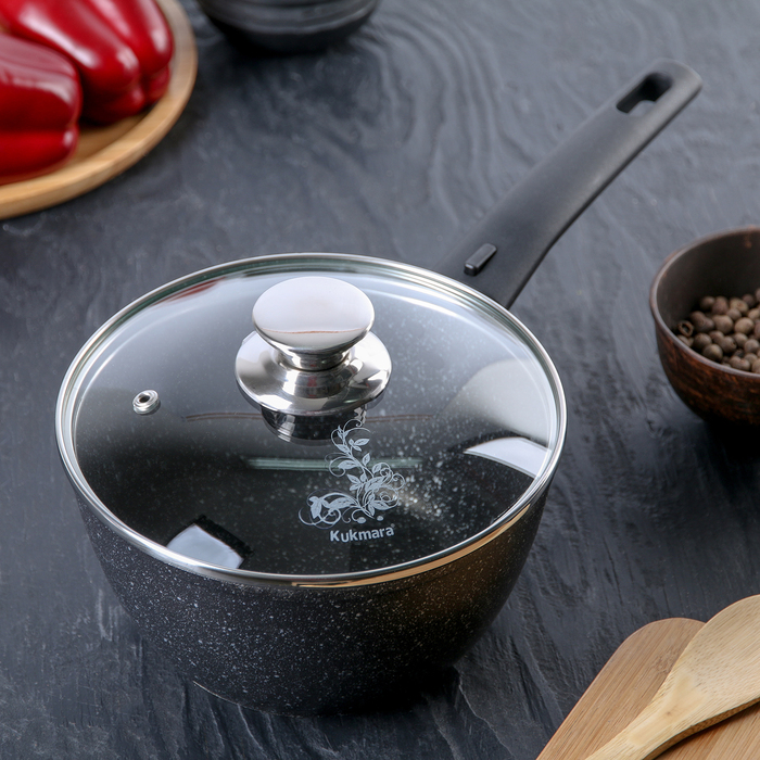 Кастрюля, 1,5 л, съёмная ручка, стеклянная крышка, антипригарное покрытие, цвет тёмный мра, KUKMARA «Мраморная»
Кастрюля, 1,5 л, съёмная ручка, стеклянная крышка, антипригарное покрытие, цвет тёмный мра, KUKMARA «Мраморная»