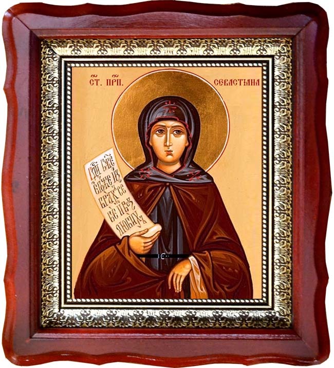 Севастиана Чудотворица Преподобная. Икона на холсте. 
Севастиана Чудотворица Преподобная. Икона на холсте.