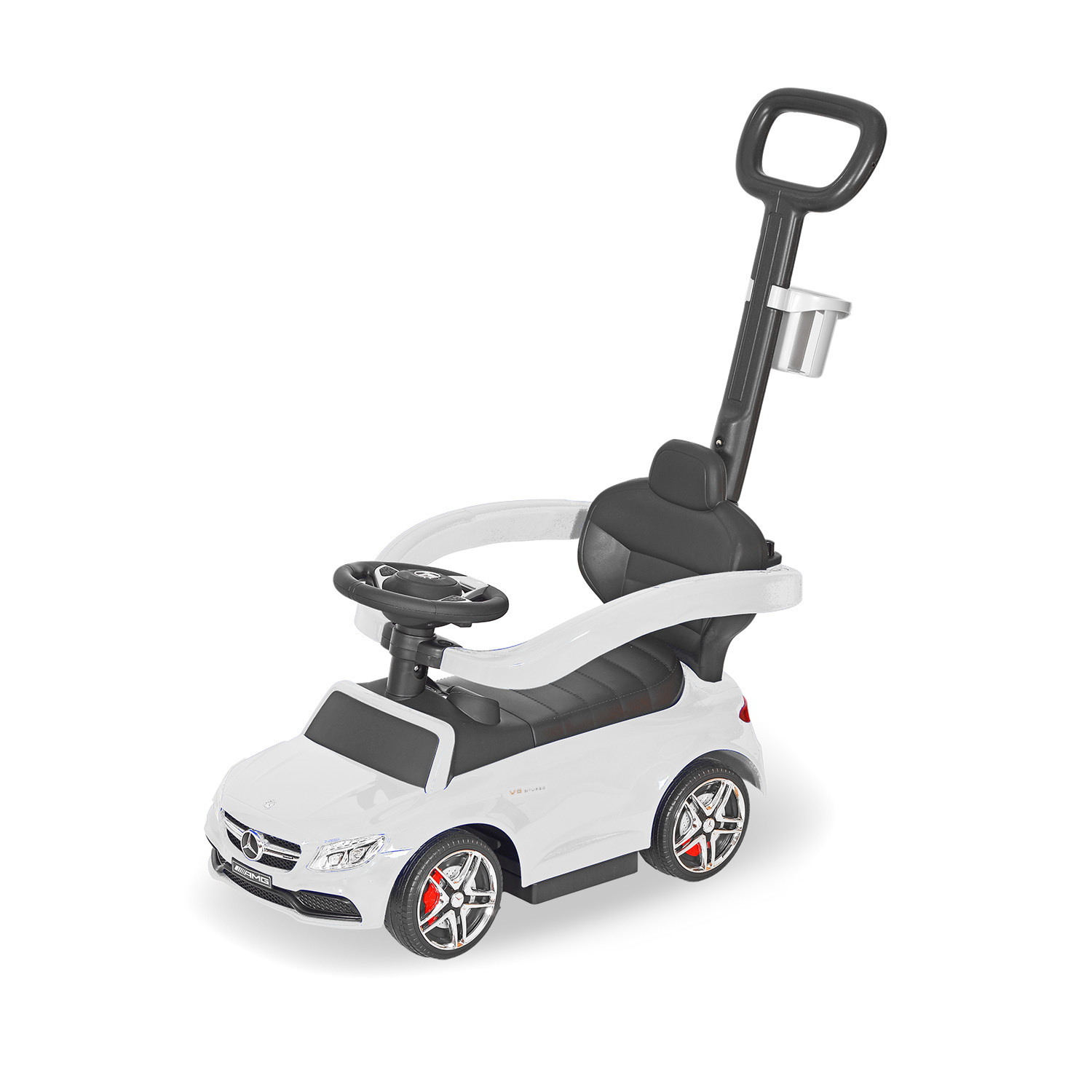 Машина-каталка Rich Family Mercedes-Benz с ручкой, звук 639 белый 
Машина-каталка Rich Family Mercedes-Benz с ручкой, звук 639 белый