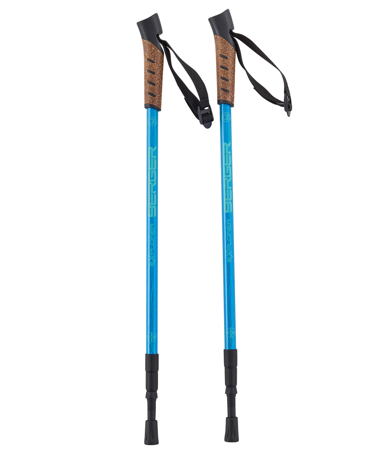 фото Berger скандинавские палки explorer, 67-135 см, 3-секционные, синий