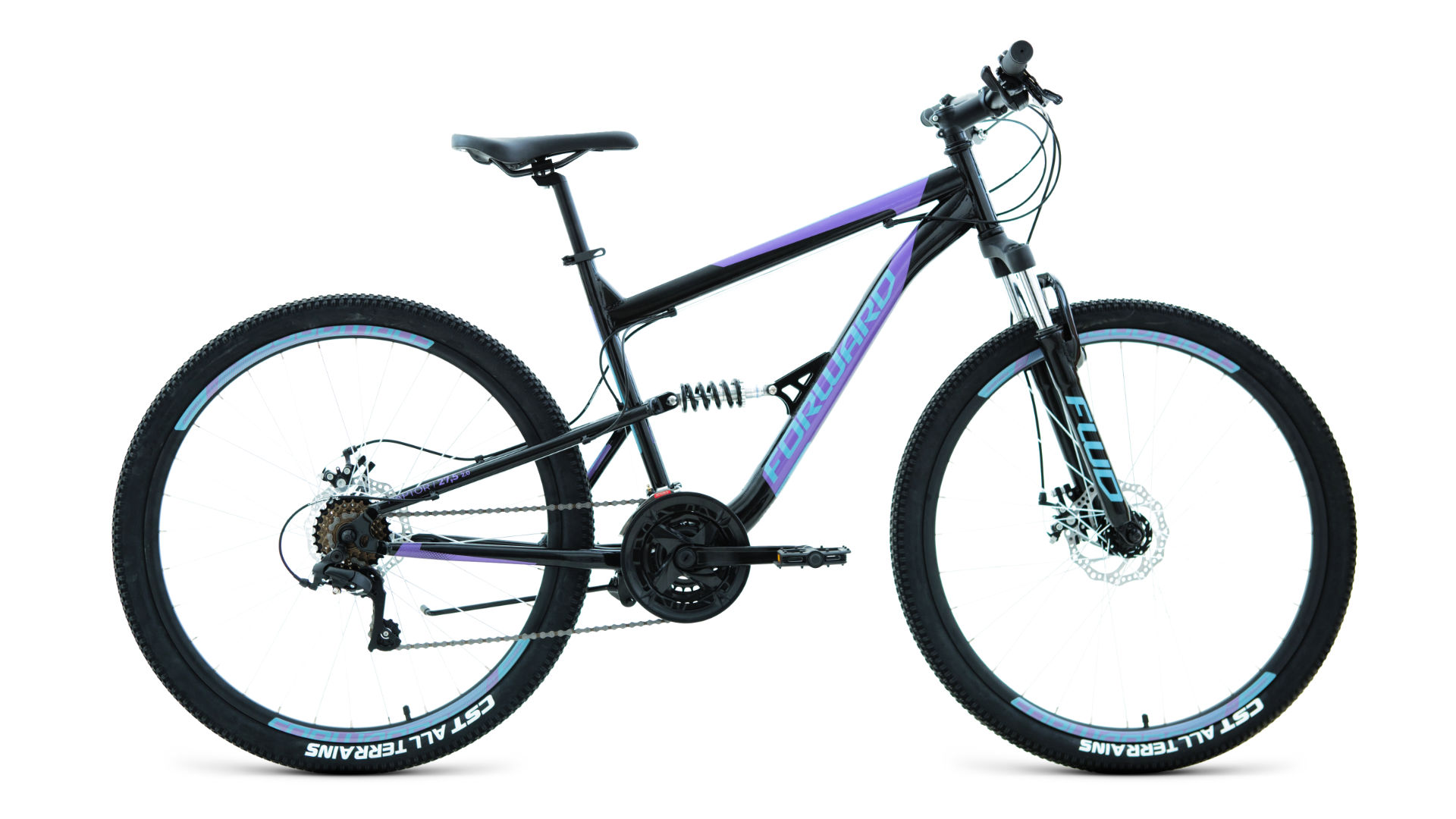 фото Велосипед 27.5 forward raptor 2.0 (disk) (18-ск.) 2022 (рама 18) черный/фиолетовый