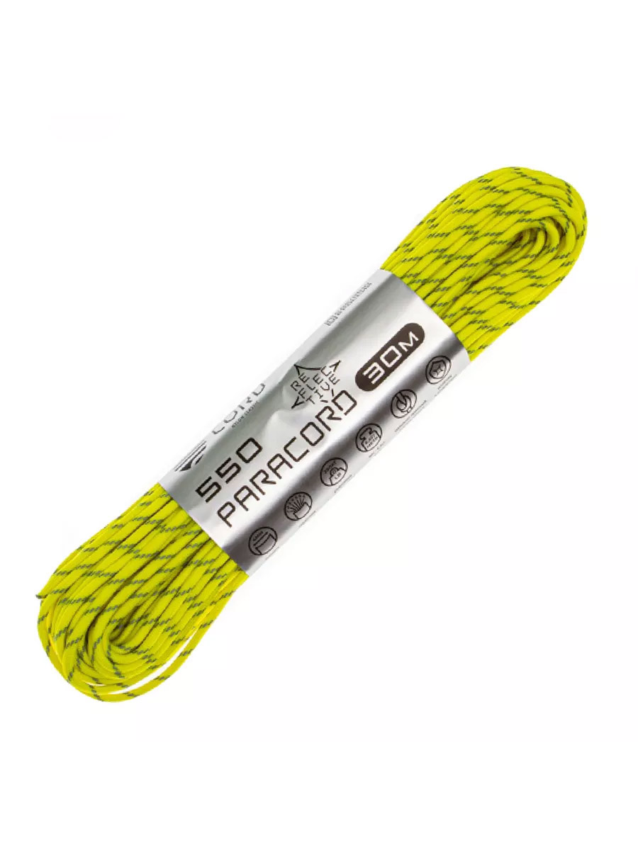 Паракорд 550 Cord 30м световозвращающий (neon yellow), Желтый, УТ-00067599