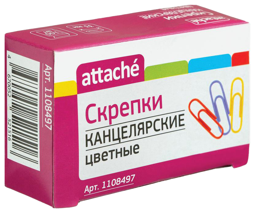 Скрепки Attache цветные металлические с полимерным покрытием 33 мм 50 штук в упаковке, 110
Скрепки Attache цветные металлические с полимерным покрытием 33 мм 50 штук в упаковке, 110