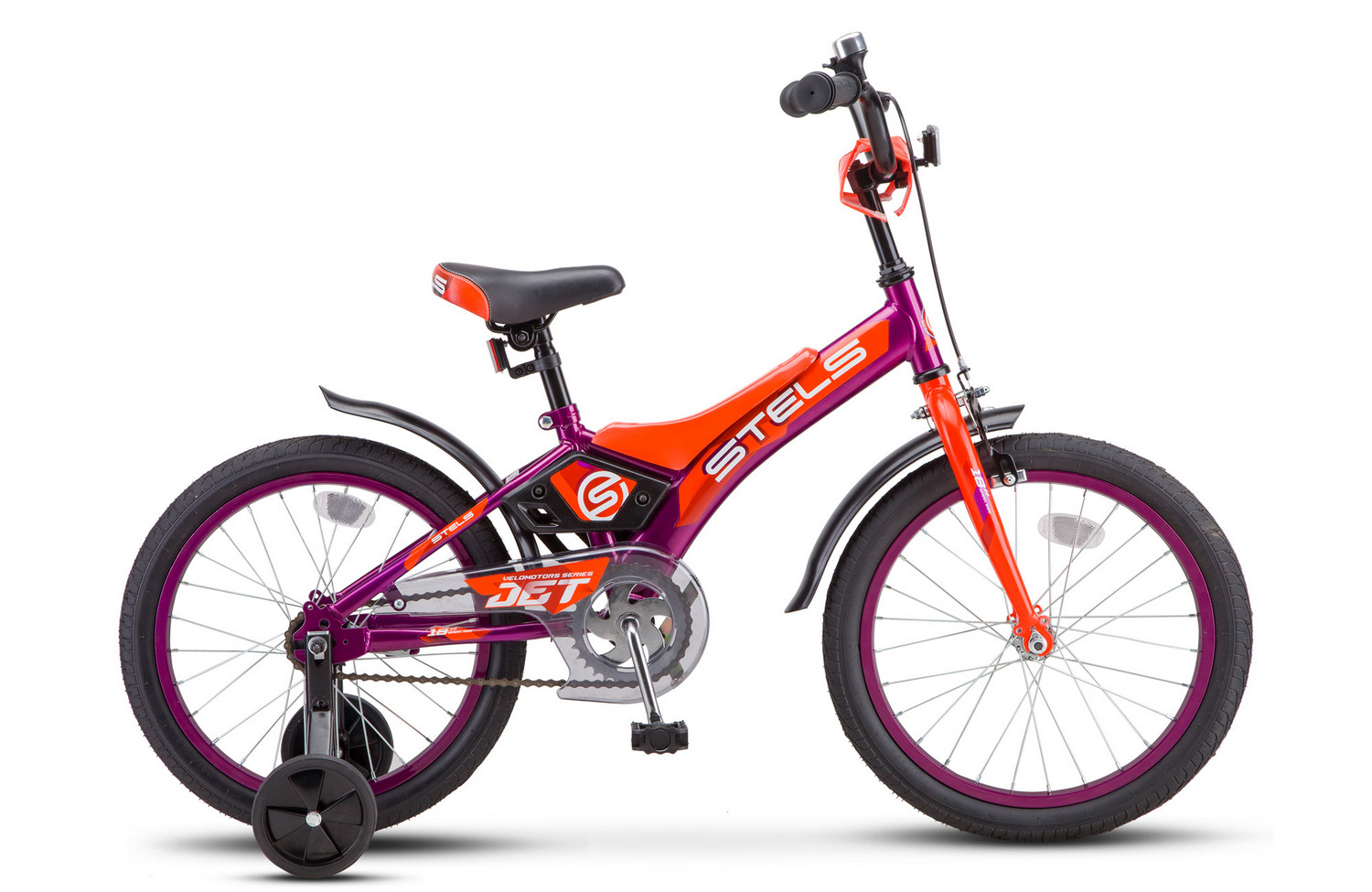 фото Велосипед stels 16" jet z010 2018 one size фиолетовый/оранжевый
