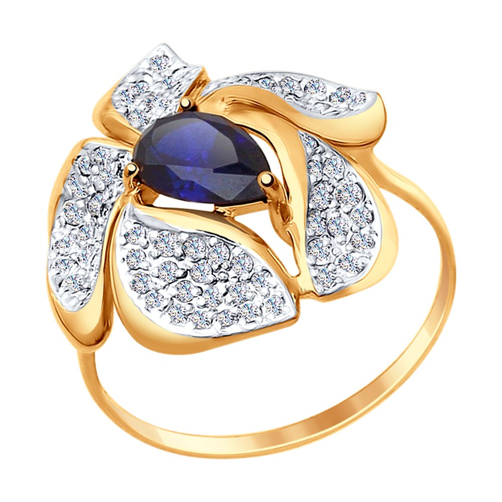 фото Кольцо из желтого золота с корундом р. 17.5 sokolov 714709