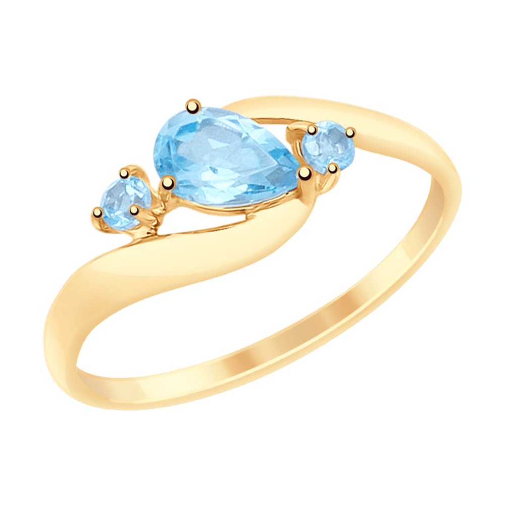 фото Кольцо женское sokolov из золота с топазами 715080 р.16.5