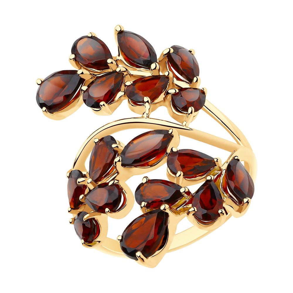 фото Кольцо женское sokolov из золота с гранатами 715589 р.18