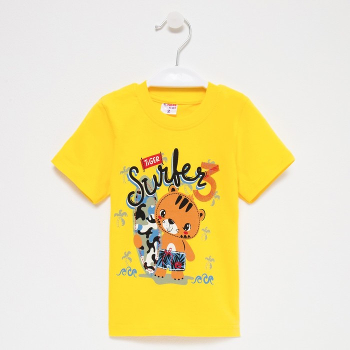 Футболка для мальчика, цвет жёлтый/тигренок, рост 86 см 
Футболка для мальчика, цвет жёлтый/тигренок, рост 86 см