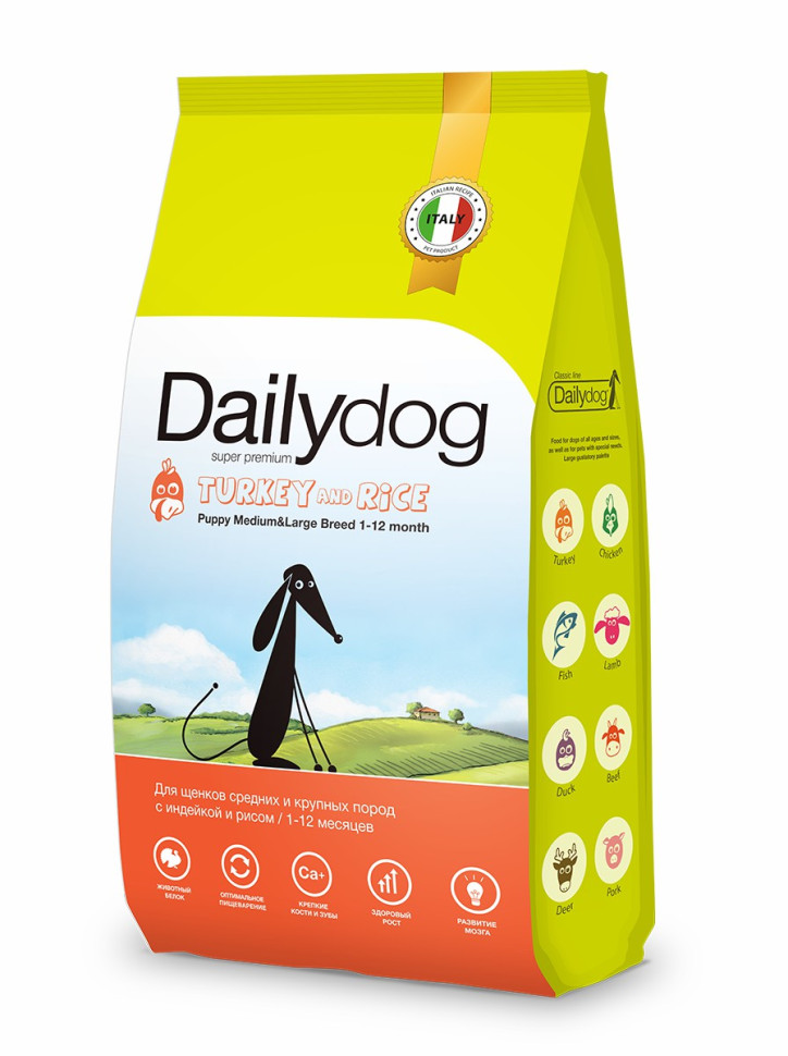 Сухой корм для щенков средних и крупных пород Dailydog Puppy с индейкой и рисом, 12 кг
Сухой корм для щенков средних и крупных пород Dailydog Puppy с индейкой и рисом, 12 кг