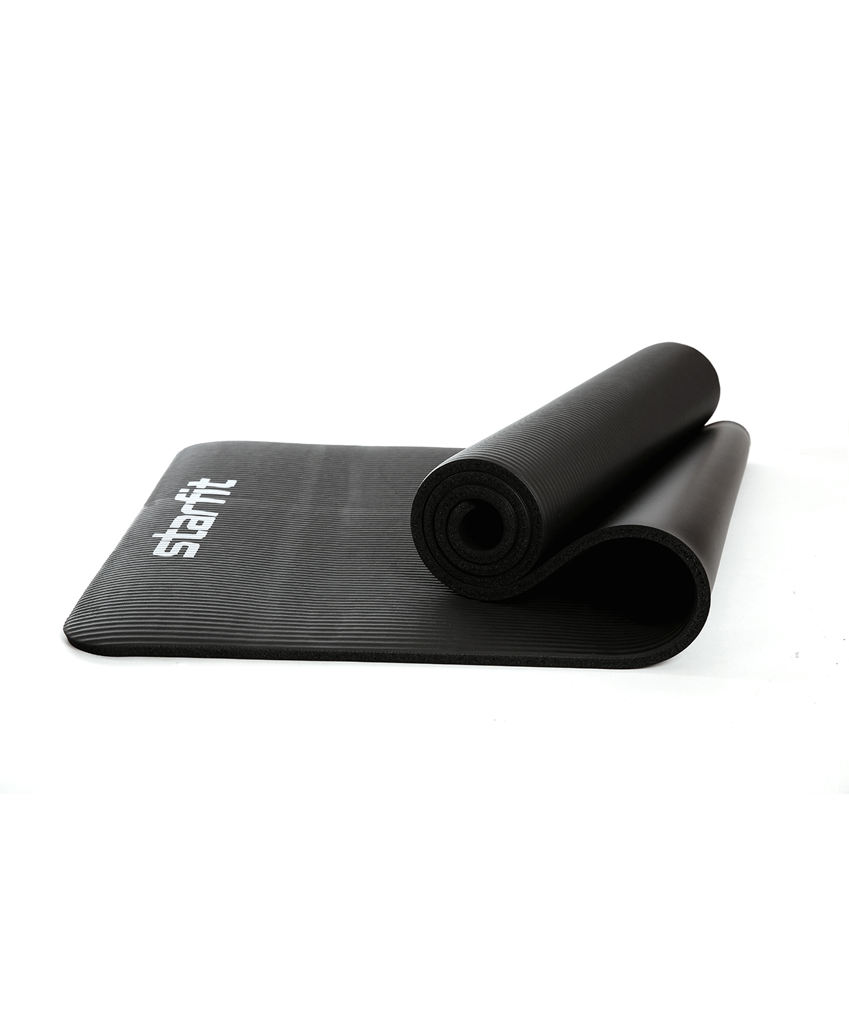 фото Коврик для йоги и фитнеса starfit fm-301 nbr, 1,0 см, 183x58 см, черный