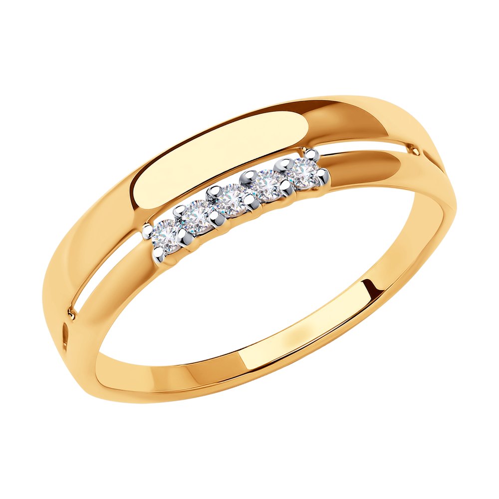 фото Кольцо из красного золота с фианитом р.16 diamant 51-110-00822-1