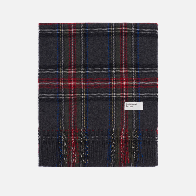 фото Шарф мужской universal works tartan wool серый 164х31 см