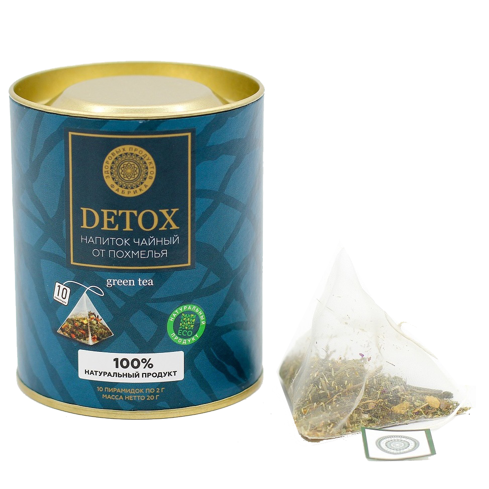 Чай зеленый Фабрика Здоровых Продуктов Detox| От похмелья, с добавками, 10 пирамидок
Чай зеленый Фабрика Здоровых Продуктов Detox| От похмелья, с добавками, 10 пирамидок