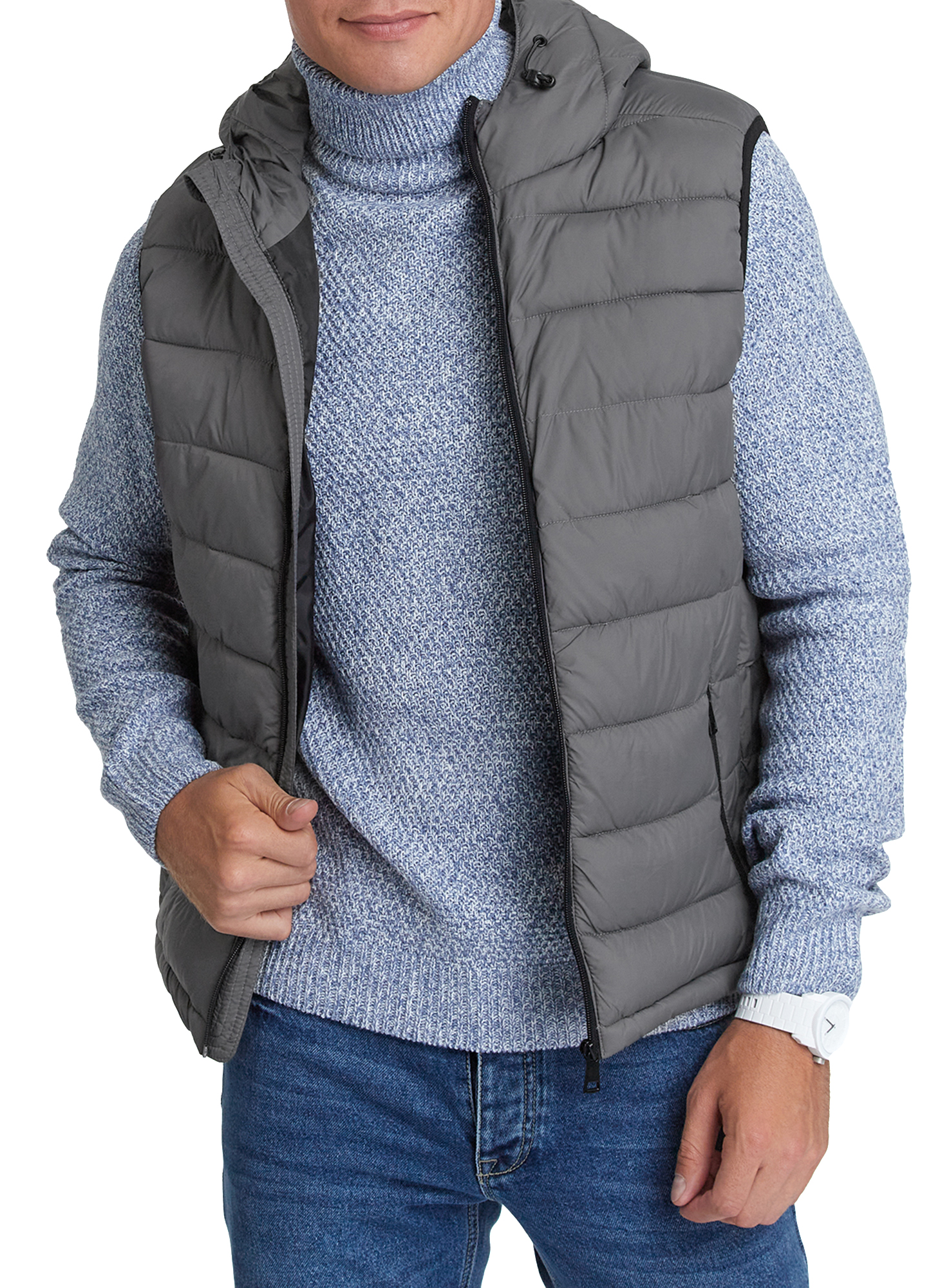 фото Утепленный жилет мужской oodji 1b812001m серый xl