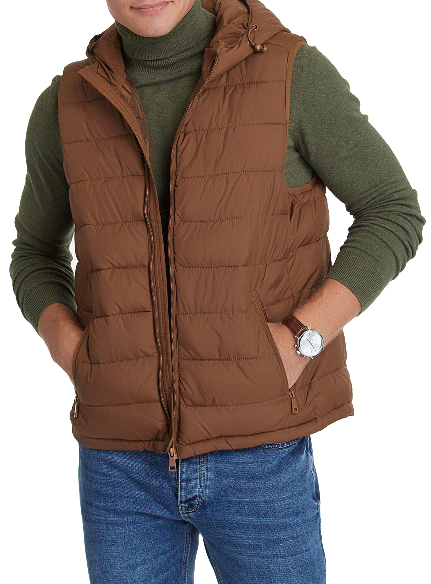 фото Утепленный жилет мужской oodji 1b812001m коричневый l