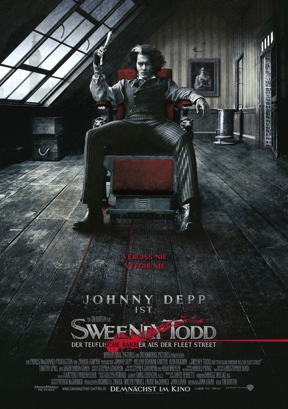 Постер к фильму "Суини Тодд, демон-парикмахер с Флит-стрит" (Sweeney Todd The Demon Barber
Постер к фильму "Суини Тодд, демон-парикмахер с Флит-стрит" (Sweeney Todd The Demon Barber