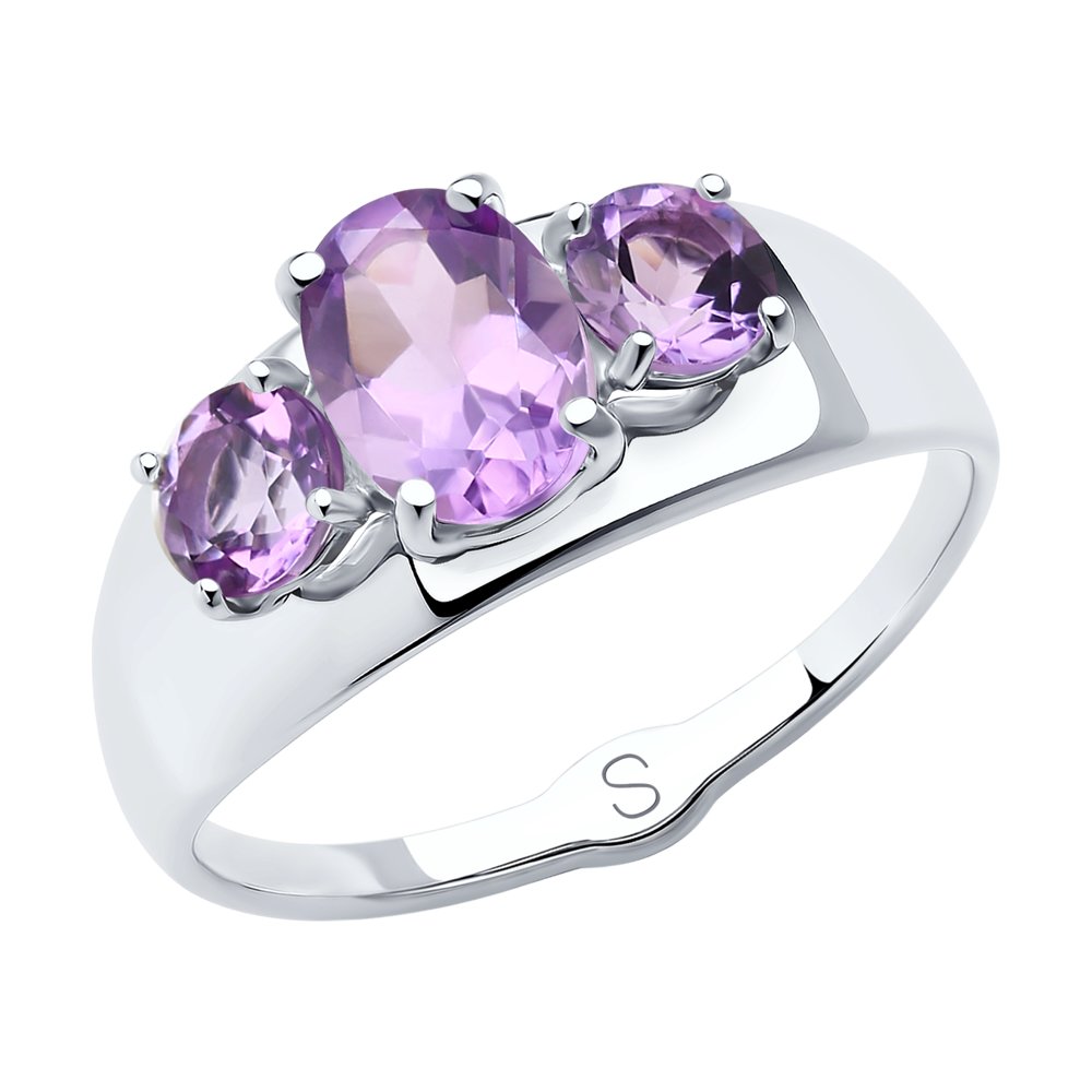 фото Кольцо из серебра с аметистом р. 17.5 diamant 94-310-00556-3