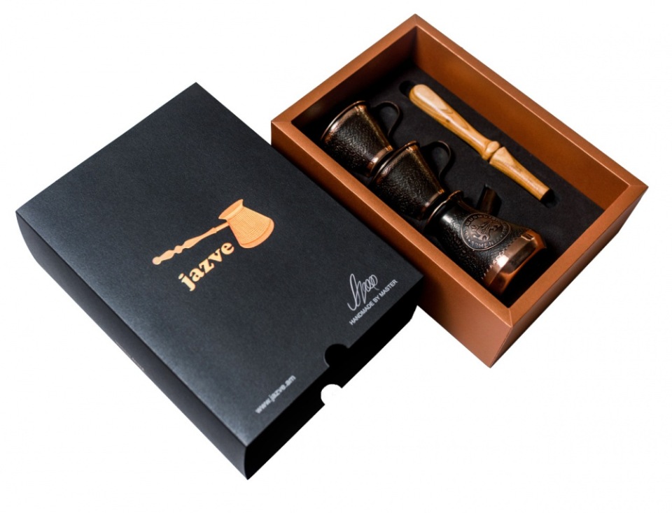 фото Подарочный набор jazve "секрет успеха" турка 220 мл и две чашки, медь