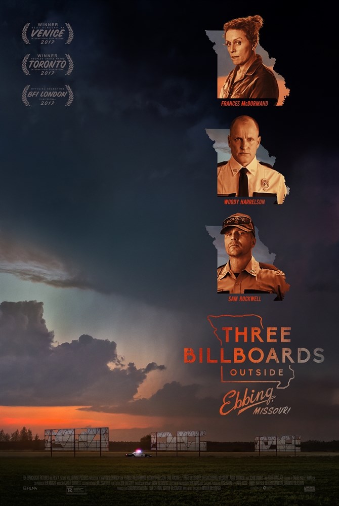 Постер к фильму Три билборда на границе Эббинга, Миссури (Three Billboards Outside Ebbing,
Постер к фильму Три билборда на границе Эббинга, Миссури (Three Billboards Outside Ebbing,