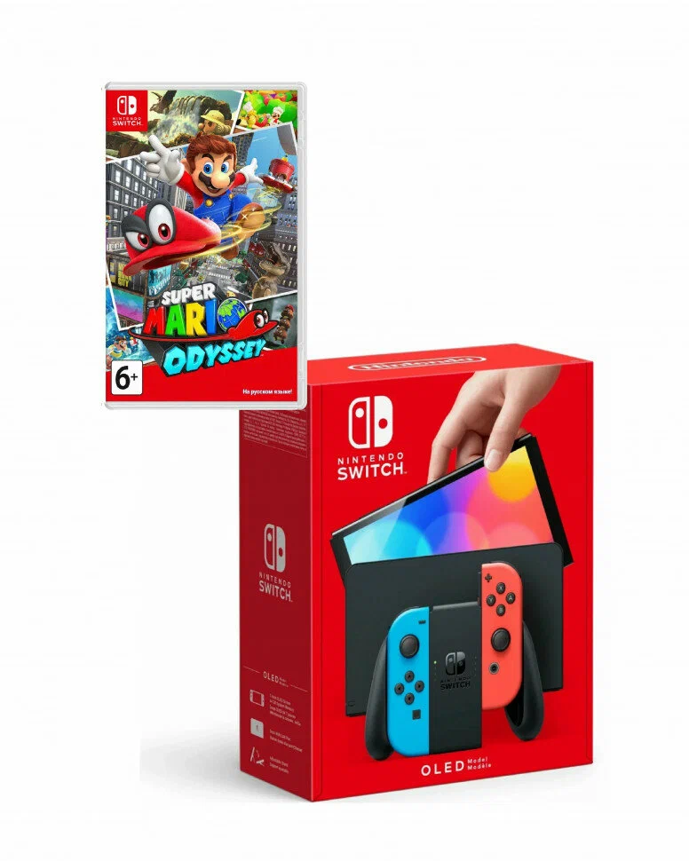 Игровая консоль Nintendo Switch OLED+Игра Super Mario Odyssey, Красный;синий;черный, Switch OLED
Игровая консоль Nintendo Switch OLED+Игра Super Mario Odyssey, Красный;синий;черный, Switch OLED