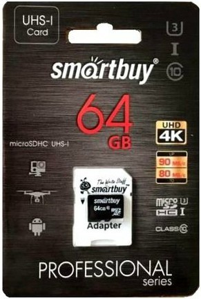 Карта памяти MicroSDXC 64 Gb SmartBuy class10 PRO90/70Mb/s UHS-I (U3) SB64GBSDCL10U3-01
Карта памяти MicroSDXC 64 Gb SmartBuy class10 PRO90/70Mb/s UHS-I (U3) SB64GBSDCL10U3-01