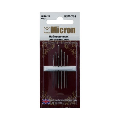 Иглы для рукоделия Micron ручные, синельных игл 6 шт, в блистере, №18/24, ручные, синельных игл 6 шт, в блистере, №18/24
Иглы для рукоделия Micron ручные, синельных игл 6 шт, в блистере, №18/24, ручные, синельных игл 6 шт, в блистере, №18/24