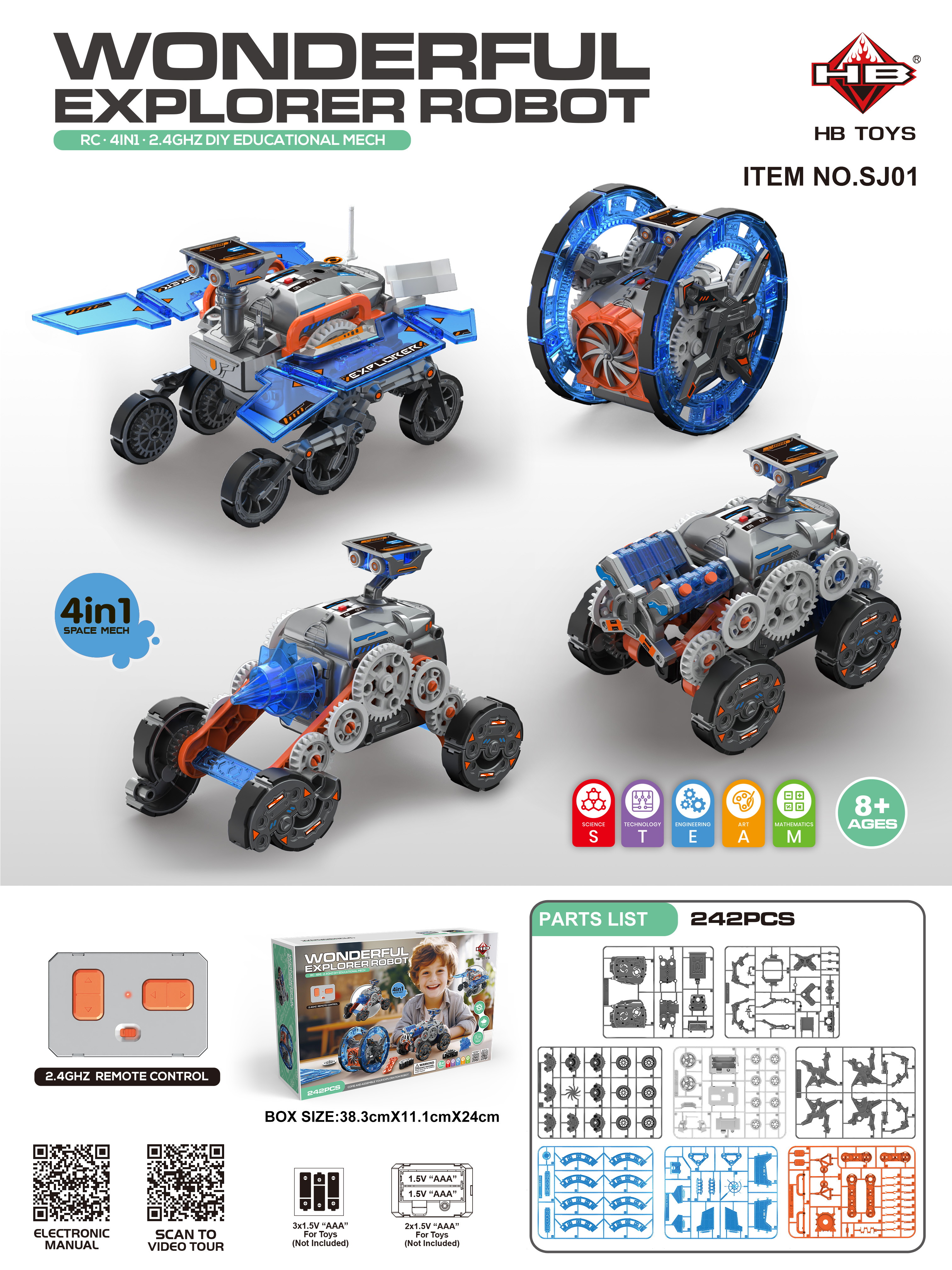 Конструктор HB TOYS STEAM HB Серия Космическое исследование 4в1, программирование HB-SJ01, HB-SJ01
Конструктор HB TOYS STEAM HB Серия Космическое исследование 4в1, программирование HB-SJ01, HB-SJ01